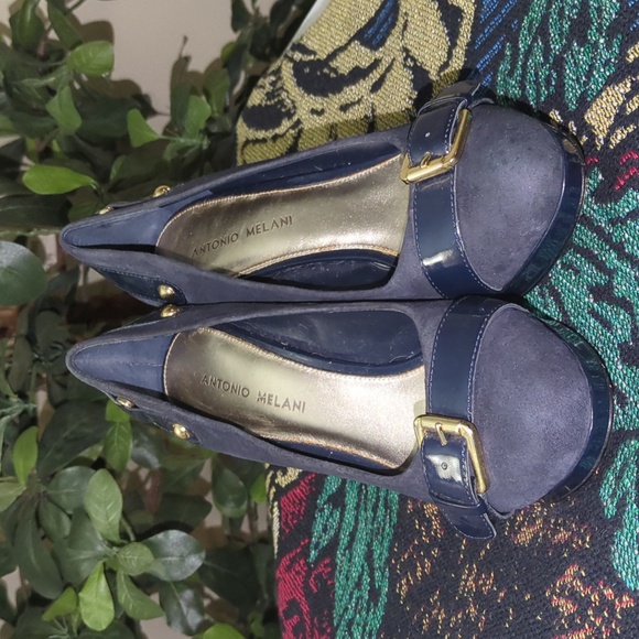 ❤️3/$20 Antonio Melani Navy Blue Women's Heels - Picture 1 of 8